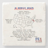 マップ上のメリーランド州アメリカの州と有用な情報 ストーンコースター (正面)