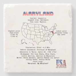 マップ上のメリーランド州アメリカの州と有用な情報 ストーンコースター