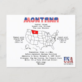マップ上のモンタナアメリカ州と有用な情報 シーズンポストカード