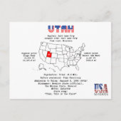 マップ上のユタ州と有用な情報 シーズンポストカード (正面)