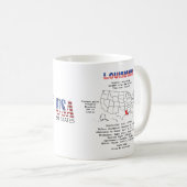 マップ上のルイジアナ州と有用な情報 コーヒーマグカップ (正面右)