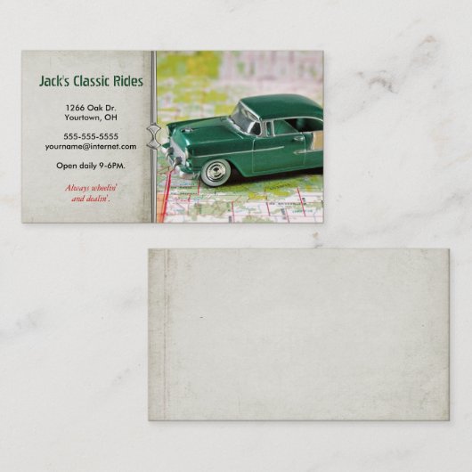 マップ上のレトログリーンカー 名刺 (正面/裏面)