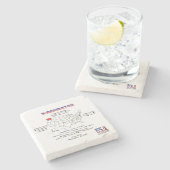 マップ上のワシントン州と有用な情報 ストーンコースター (横)