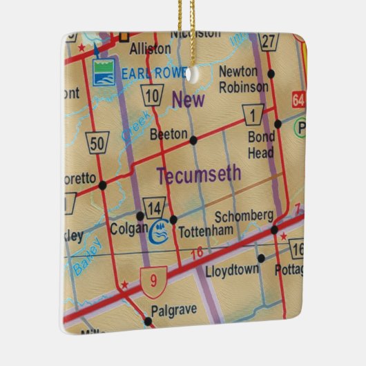 マップ上の新しいテ絵を描クマセス セラミックオーナメント (右)