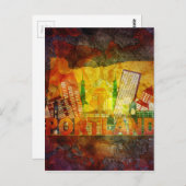 マップ内のオレゴン州のグランジ街並み図 ポストカード (正面/裏面)