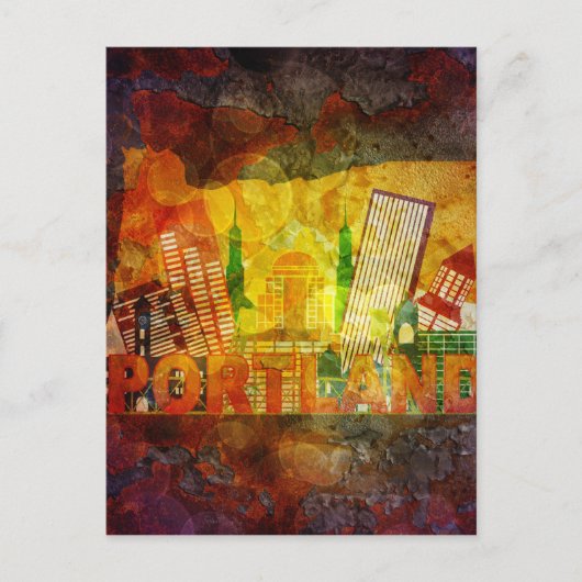 マップ内のオレゴン州のグランジ街並み図 ポストカード (正面)