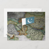 マップ内のパキスタン国旗 ポストカード (正面/裏面)