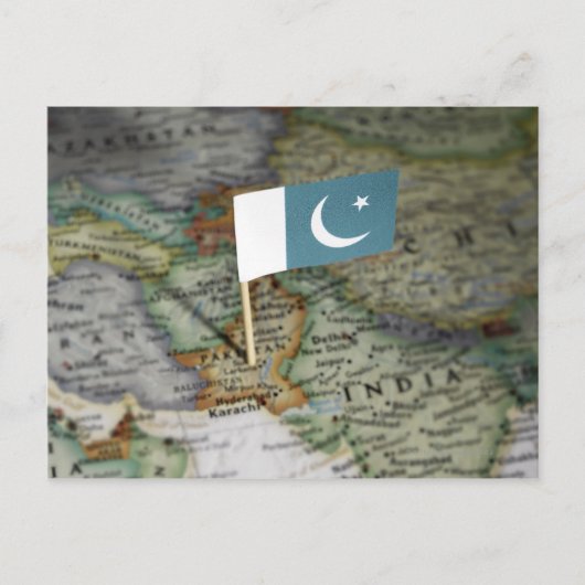 マップ内のパキスタン国旗 ポストカード (正面)