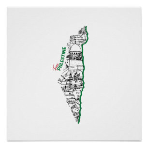 マップ内のパレスチナ国旗、Visit Palestine ポスター