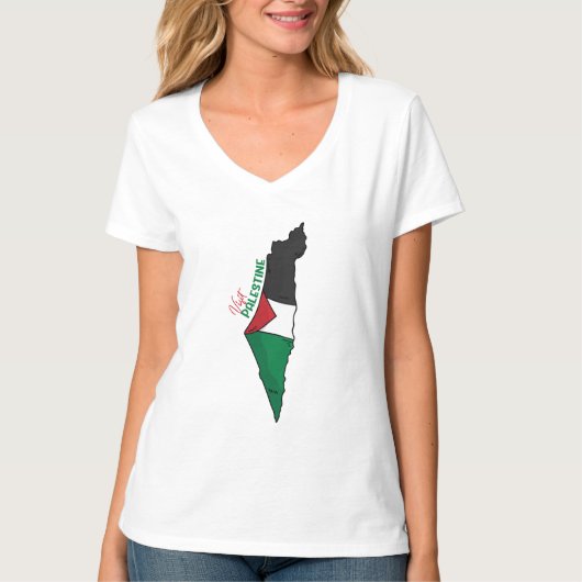 マップ内のパレスチナ国旗、Visit Palestine Tシャツ (正面)
