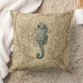 マップ海洋生物グリーンシーホースイラストレーション沿岸 クッション (ブランケット)
