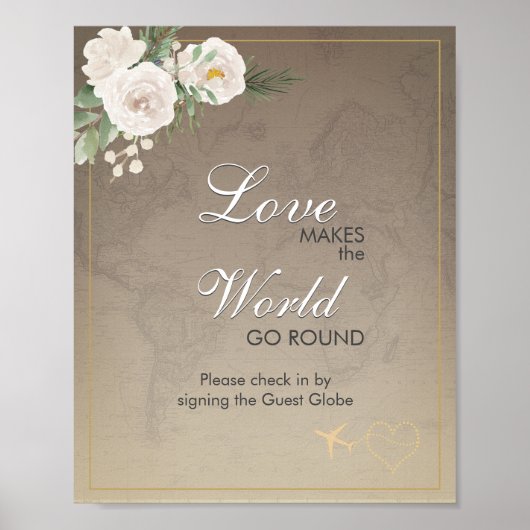 マップ素朴ブライダルシャワー旅行パーティーサインイン ポスター (正面)