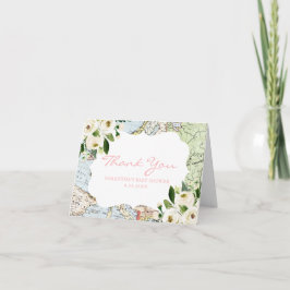 マップ トラベル テーマ ピンク ベビー シャワー サンクス カード