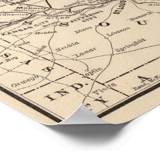 マップWabash鉄道 ポスター (角)