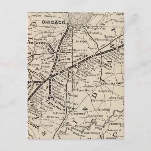 マップWabash鉄道 ポストカード (正面)