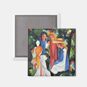 マッ威厳があるクカラフル絵画ズ、4人の女の子 マグネット (正面/裏面)