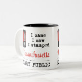マッ来サーセッツ公証人切手を貼った ツートーンマグカップ (正面左)