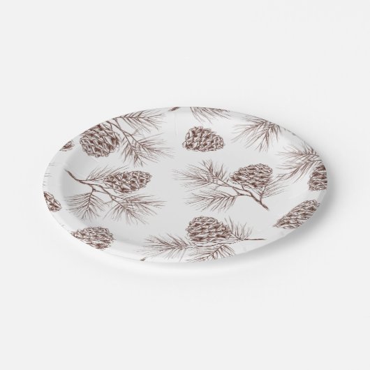 マツもみのクリスマスツリーのヒマラヤスギのトウヒの円錐形 ペーパープレート (アングル)