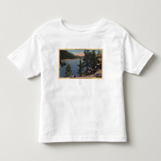 マツを通した湖の眺め トドラーTシャツ (正面)