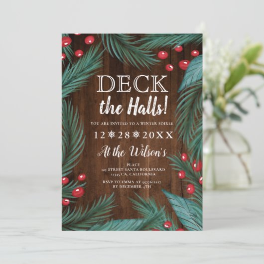 マツクリスマスのヤドリギの木製のデッキホール 招待状 (スタンド正面)
