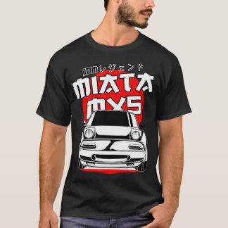 マツダmx5ミアタ赤い月(白プリント)ステッカー tシャツ