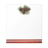 マツ円錐形および赤いサテン ノートパッド (正面)