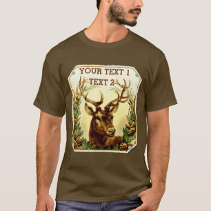 マツ円錐形の素朴なパーソナライズのシカ Tシャツ