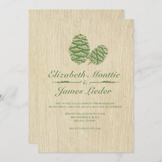 マツ円錐形の結婚式招待状 招待状 (正面/裏面)
