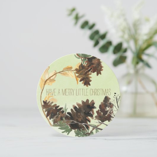 マツ円錐形の自然の円形のクリスマスの休日カード シーズンカード (スタンド正面)