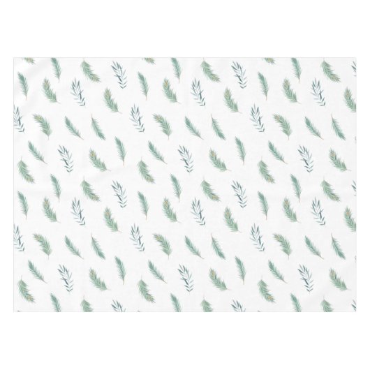 マツ果実のクリスマスの緑の水彩画のテーブルクロス テーブルクロス (正面(横))