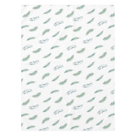 マツ果実のクリスマスの緑の水彩画のテーブルクロス テーブルクロス (正面)