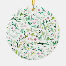 マツ、ヒイラギ及びキャンデー セラミックオーナメント
