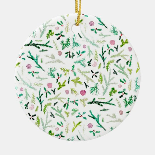 マツ、ヒイラギ及びキャンデー セラミックオーナメント (正面)