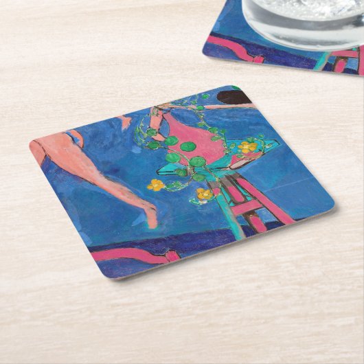 マティスのアトリエにナスタチウムの花 スクエアペーパーコースター (アングル)