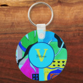 マティスのブルーファッション抽象芸術インスピレーション キーホルダー (正面)