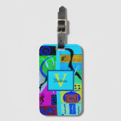 マティスのブルーファッション抽象芸術インスピレーション ラゲッジタグ (正面縦)