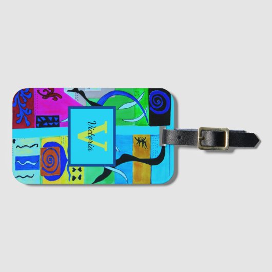 マティスのブルーファッション抽象芸術インスピレーション ラゲッジタグ (正面横)