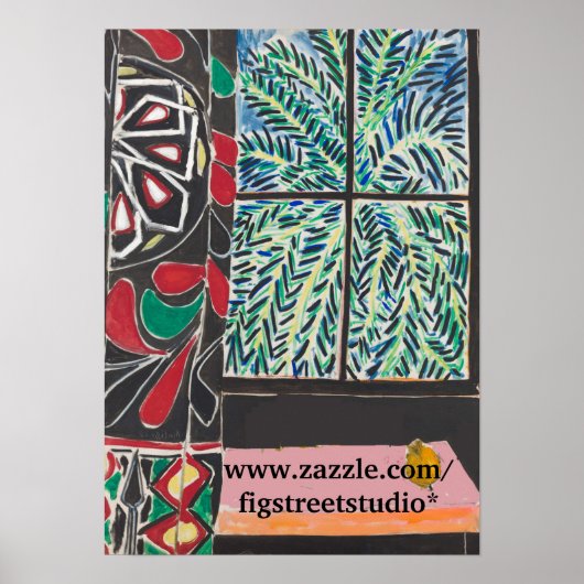 マティスのポスターの後のウィンドウの下のテーブル ポスター (正面)