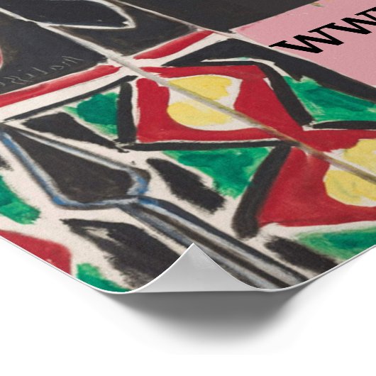 マティスのポスターの後のウィンドウの下のテーブル ポスター (角)