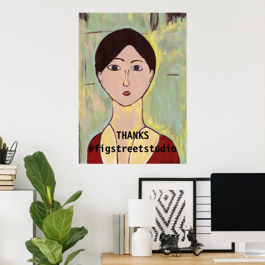 マティスの後の女の子の顔、追加文字 ポスター (ホームオフィス)