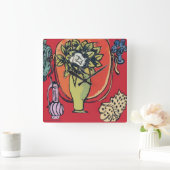 マティスの後、花瓶のマグノリア スクエア壁時計 (ホーム)