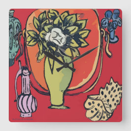 マティスの後、花瓶のマグノリア スクエア壁時計