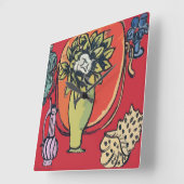 マティスの後、花瓶のマグノリア スクエア壁時計 (傾斜)