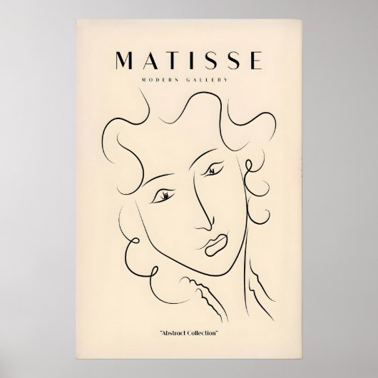 マティスアートプリント - 線画の女性の顔と ポスター (正面)