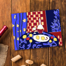 マティスインスパイアブルースチルライフ赤ワインレモン