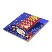 マティスインスパイアブルーナイトスチルライフワインレモン タイル (側面)