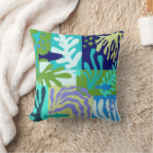 マティスインスパイア海ライフ紙切り出しアクア クッション (ブランケット)