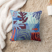 マティスインスパイア海ライフ紙切り出しブルー クッション (ブランケット)