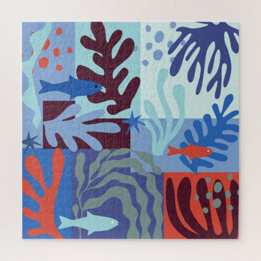マティスインスパイア海ライフ紙切り出しブルー ジグソーパズル (縦)