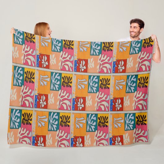 マティススタイルカラフル形状 フリースブランケット (インサイチュ)